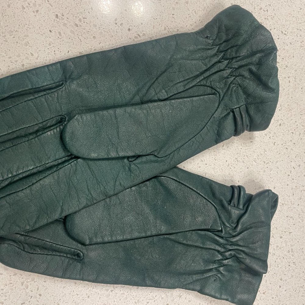 Wilsons House of Suede Vintage Leather Green Womens Gloves Size L - Picture 4 of 5